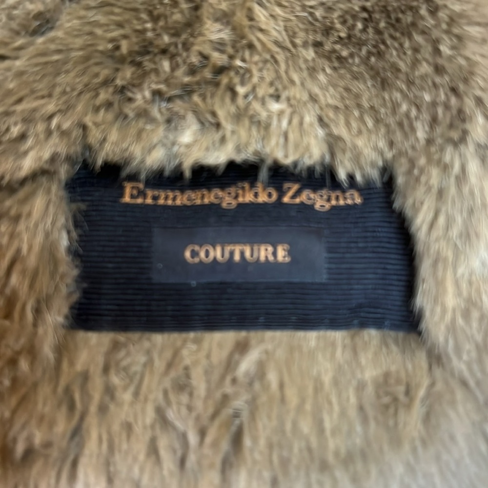 ERMENEGILDO ZEGNA taupe lambskin shearling pouch